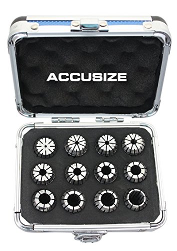 【中古】【未当て嵌める・未開封品】Accusize Industrial Tools - 1粍の13粍によるとメトリックERコレット2粍のER-20コレット12個/相応う揺るぎない軽銀ボックス席