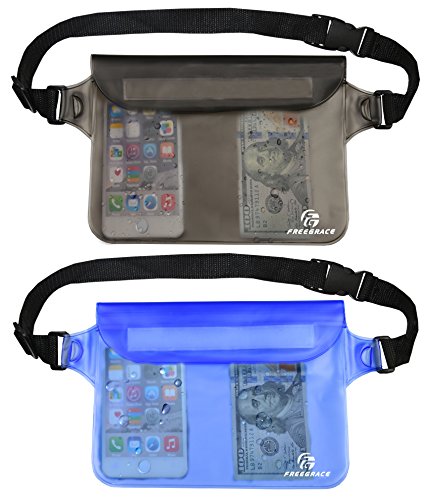 【中古】【未使用・未開封品】(Elegant Black + Vibrant Blue) - Freegrace Premium Waterproof Pouch Set with Waist/Shoulder Strap - Best Way to Keep Your Phone and Val