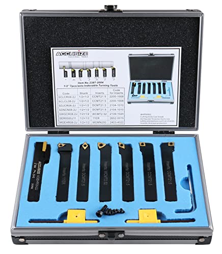 【中古】【未当て嵌める・未開封品】Accusize Industrial Tools - 7個/仕掛ける1/2\" 填まるボックス席旋盤物の具仕掛ける内の物の具仕掛けるを入れる総目録に書きとどめるカーバイド"