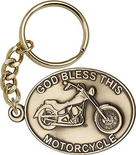 【中古】【未使用・未開封品】アンティーク金メッキGod Bless This Motorcycleキーチェーン1?1?/ 2?x 2?1?/ 4インチ