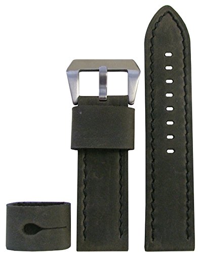 【中古】【未当て嵌める・未開封品】26?粍 XXL Panatime Explorerヴィンテージ最も辛気くさいオリーブGenuine Calf Leather Watch Band with黒いこと編み目26?/ 26