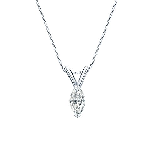 【中古】【未使用・未開封品】Prong marquise-cutダイヤモンドソリティアペンダント14?Kゴールド( 1?/ 4???1?Cttw , H - I、i1?- i2?)｜AJIMURA-SHOP