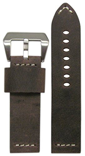 【中古】【未当て嵌める・未開封品】26?粍 XL Panatime \u0027 Desperado \u0027ブラウンヴィンテージGenuineなめし革Watch Band with白いこと編み目26?/ 26?135?/ 85