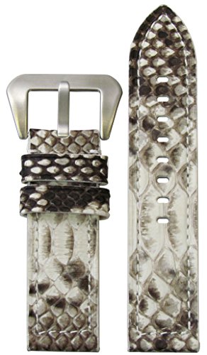 【中古】【未当て嵌める・未開封品】26?粍 XL PanatimeホワイトヴィンテージGenuine Python Watch Band with白いこと編み目26?/ 26?130?/ 85