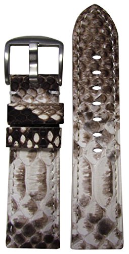 【中古】【未当て嵌める・未開封品】26?粍 XL Panatime白いことGenuine JAVA Rock Python Skin Watch Band with Match編み目26?/ 24?125?/ 85