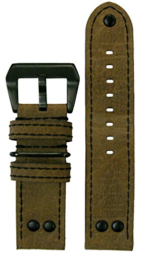 【中古】【未当て嵌める・未開封品】26?粍 Panatime mb-1ヴィンテージダークブラウンPilot Watch Band with黒いこと編み目26?/ 26?125?/ 75