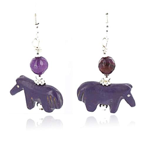 【中古】【未使用・未開封品】Horse Fetish $ 90小売タグAuthentic Made by Charlene Little NavajoシルバーフックジャスパーとメノウNative Americanイヤリング