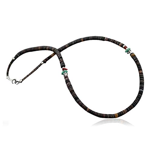 【中古】【未使用・未開封品】Authentic Made by Charlene Little Navajoシルバー天然ターコイズとGraduated Heishiネイティブアメリカンネックレス|AJIMURA-SHOP