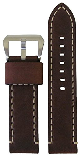 【中古】【未当て嵌める・未開封品】20?粍 PanatimeブラウンブロンコGenuine Leather Watch Band with白いこと編み目20?/ 20?120?/ 80