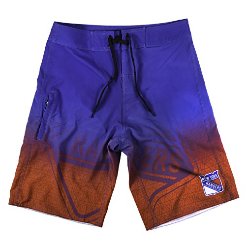 【中古】【未使用・未開封品】KLEW NHL New York Rangersグラデーションボードショーツ、L、ブルー