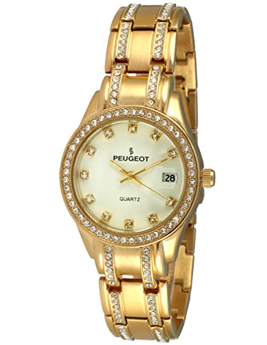 【中古】【未当て嵌める・未開封品】プジョーWomen \u0027s \u0027 Crystal \u0027 Quartz Metal andステンレス鋼スチール写真Dress Watch ゴールド