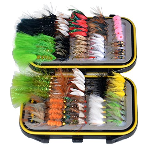 【中古】【未使用・未開封品】(100Pieces flies + Pocket Fly box) - Outdoor Planet Waterproof Fly Box with Dry/Wet/Nymph/Streamer Trout Fly Fishing Flies Lure画像