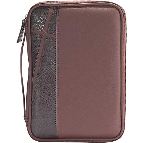 【中古】【未使用・未開封品】Man of God ツートーンブラウンクロスフェイクレザーメンズ聖書カバーケース、L