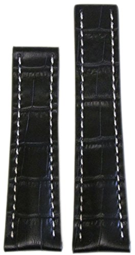 【中古】【未当て嵌める・未開封品】20?粍 rios1931?for Panatime黒いこと本革時辰儀同盟罷業一回りwith Gator刷り上げると白いこと編み目の元breit Deploy 20?/ 18?110?/ 90
