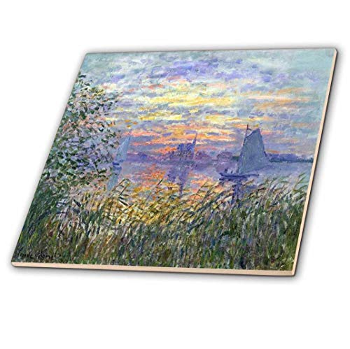 【中古】【未使用・未開封品】フローレン???モネビンテージアート???印刷のMonet Painting Sunset On The Seine???タイル 6\