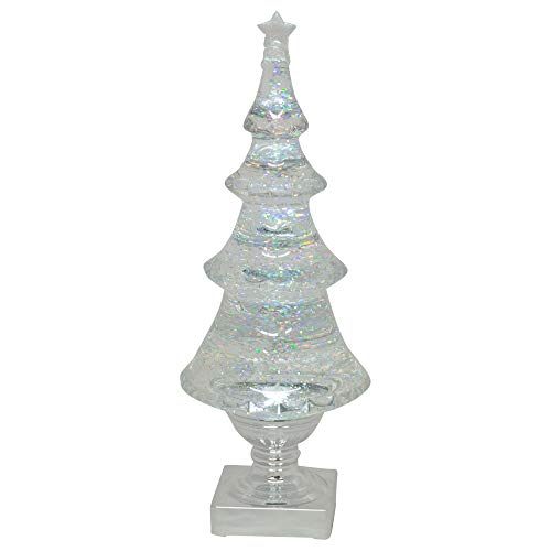 【中古】【未使用・未開封品】ローマン LED ライトアップ グリッター ホリデー クリスマスツリー 高さ14インチ シルバーとクリア