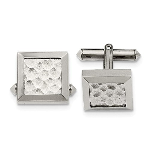 【中古】【未使用・未開封品】メンズチタン16?mm Square Polished and Hammered Cuff Links