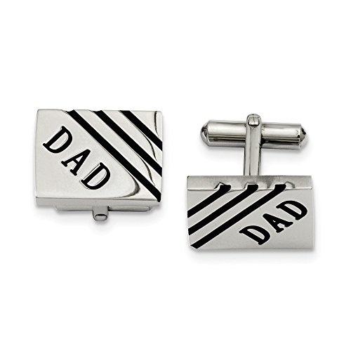 【中古】【未使用・未開封品】Men 'sステンレススチール対角線ストライプDad長方形カフリンク