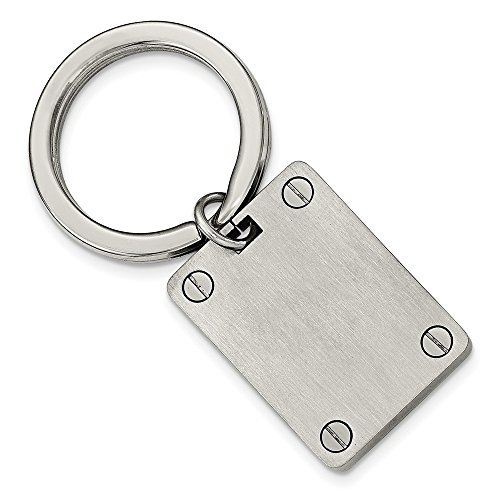 【中古】【未当て嵌める・未開封品】Engravable Polished and Brushed Rectangularステンレススチールキーチェーン