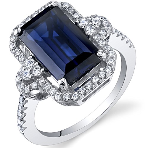 【中古】【未当て嵌める・未開封品】Created Sapphireカクテルリングスターリングシルバー4.50カラットOctagonとり捨てる大きさ5?to 9