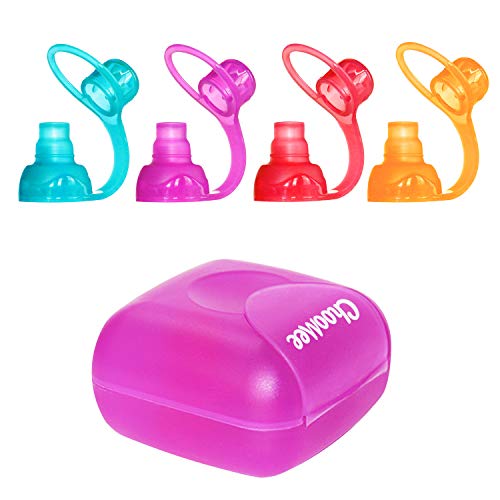 【中古】【未使用・未開封品】ChooMee Sipn Foodポーチトッパー| 4色+パープルケース| Prevent Spills and Protect Childs口while promoting Feeding Independence