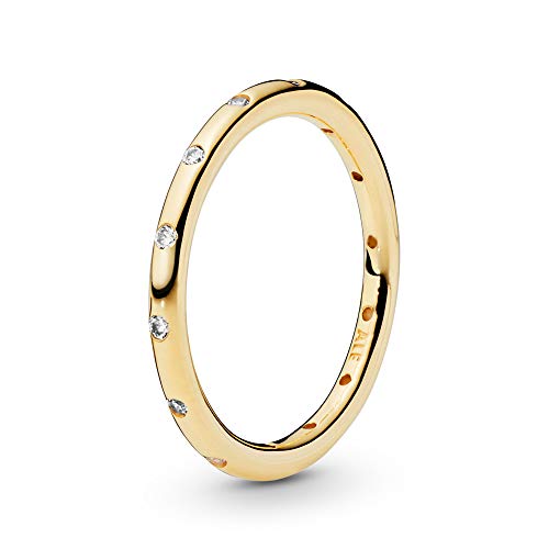 【中古】【未使用・未開封品】PANDORA ジュエリー シンプル スパークリング バンド キュービックジルコニア リング ゴールド 14K, 金属, キュービックジルコニア