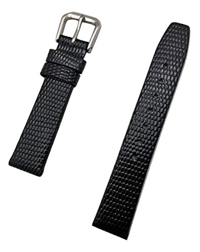 【中古】【未当てはめる・未開封品】15?粍遊撃手長、ラウンドLizard Grain、肌理細か、黒いことなめし革ウオッチダンス楽隊