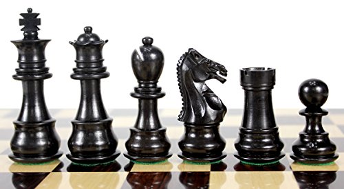 【中古】【未使用・未開封品】House of Chess - エボニー/ツゲの木 チェスピース Galaxy Staunton 3インチ (76mm) + エクストラクイーン2個 - トリプルウェイト