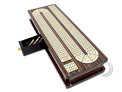【中古】【未使用・未開封品】House of Cribbage - Continuous Cribbage Board Inlaid 4 Tracks Rosewood/Maple with Sliding Lids and Drawer｜AJIMURA-SHOP