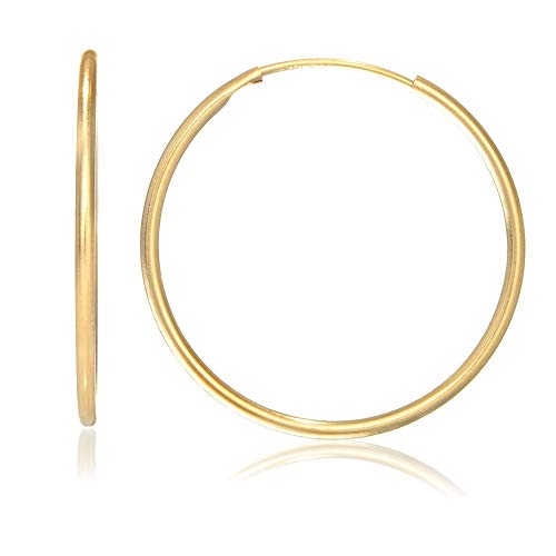 【中古】【未当て嵌める・未開封品】jewelstop 14?Kイエローゴールドエンドレスフープイヤリング???25?粍