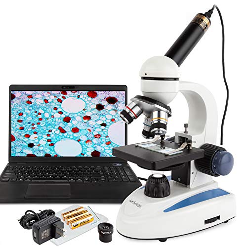 【中古】【未当てはめる・未開封品】AmScope 40X-1000X生物科学科学の科目全金属元素製光学玻璃水晶体教え子マイクロスコープ5MPデジタル写真器で