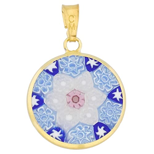 【中古】【未当て嵌める・未開封品】GlassOfVenice ムラーノガラス ミルフィオリペンダント 金メッキひな形 3/4in