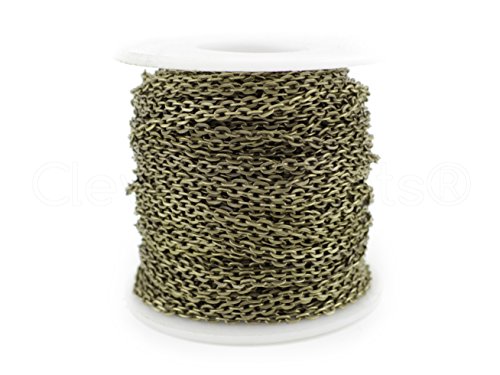 【中古】【未使用・未開封品】CleverDelights Rolo Chain Roll - 100 Feet - Antique Bronze Color - 3x4mm Link - Bulk Oval Chain Spool by CleverDelights