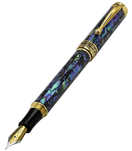 【中古】【未使用・未開封品】Xezoマエストロ天然貝殻製中字万年筆プラチナメッキ、贈り物に最適、オリジナルの２つとないユニークなペン。