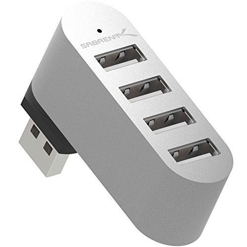 【中古】【未使用・未開封品】SABRENT プレミアム 4ポート アルミ製 ミニUSB 2.0ハブ 「90°/180° 度回転式」(HB-UMMC)|AJIMURA-SHOP