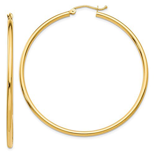 【中古】【未使用・未開封品】フープイヤリング 14K イエローゴールド チューブ クリックダウン中留 (2mmチューブ)