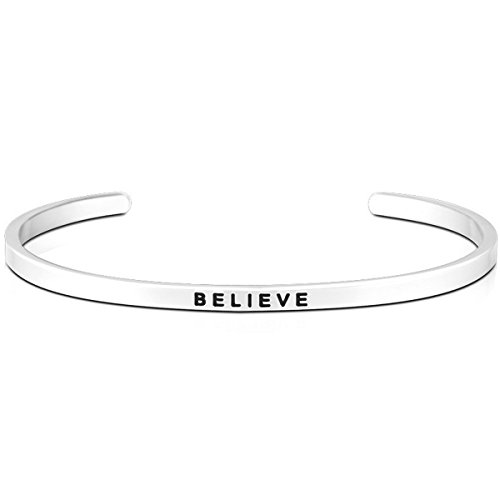 【中古】【未使用・未開封品】ジュエリートレンドステンレススチールBelieveメッセージバングルStackingブレスレット