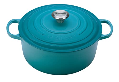 【中古】【未使用・未開封品】Le Creuset Signaure エナメル鋳鉄ラウンドダッチオーブン 7.25クォート カリビアン
