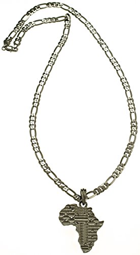 【中古】【未使用・未開封品】Gwood SmallアフリカネックレスIced Out Pendant with 24インチ5?mmフィガロスタイルチェーン