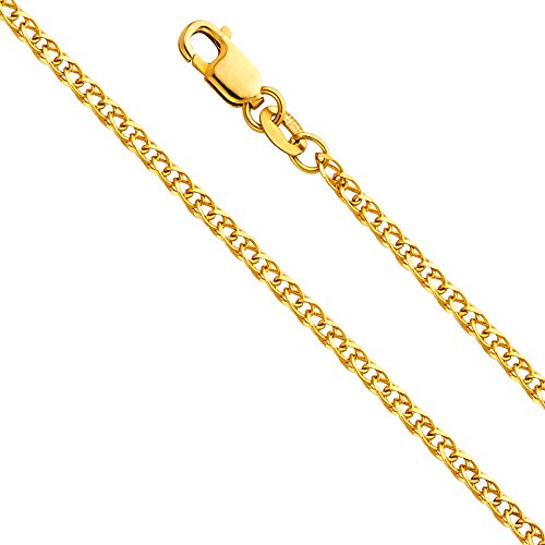 【中古】【未使用・未開封品】The World Jewelry Center 14Kリアルイエローとホワイトゴールド ソリッド2mm フラットオープンウィートチェーンネックレス ロブスタークロウク｜AJIMURA-SHOP