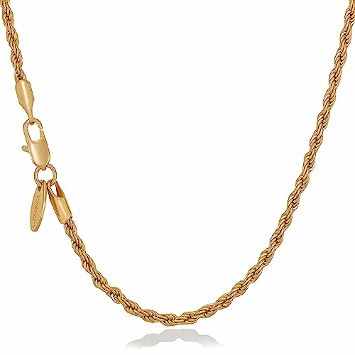 【中古】【未使用・未開封品】Lifetime Jewelry ゴールドロープチェーン 2mm ファッションジュエリーネックレス 本物の24Kで覆った半貴石金属 変色防止の厚塗り 16~36インチ|AJIMURA-SHOP
