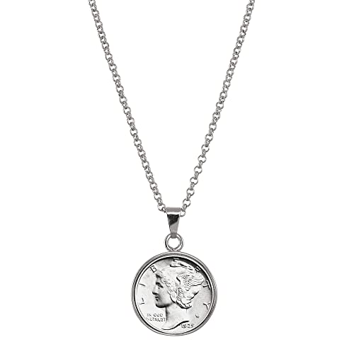 【中古】【未使用・未開封品】American Coin Treasures シルバーマーキュリー10セント硬貨ペンダント 18インチのケーブルチェーンネックレス付き 本物でエレガントな記念品ジ