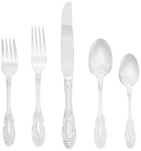 【中古】【未使用・未開封品】Wallace 65?Piece DutchessステンレススチールFlatwareセットのセット12、シルバー