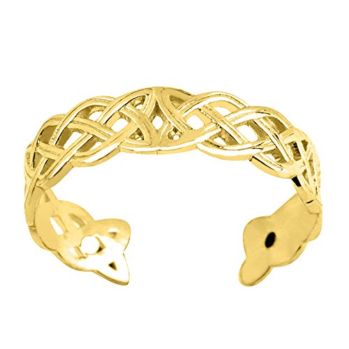 【中古】【未使用・未開封品】14K Yellow Gold Celtic Knot Weave Design Cuff Style Adjustable Toe Ring 4mm