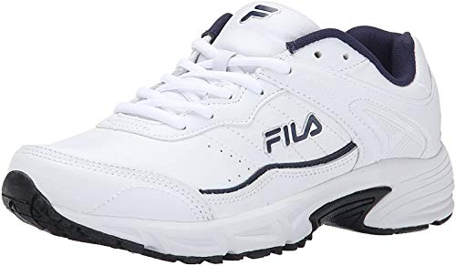 【中古】【未使用・未開封品】Fila メンズ Memory Sportland フェイクレザー フィットネス ランニングシューズ, White/Fila Navy/Metallic Silver, 8.5 Wide