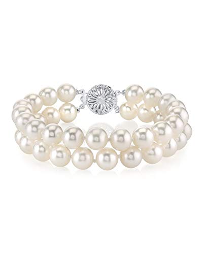 【中古】【未使用・未開封品】The Pearl Source レディーズ ダブル淡水養殖真珠ブレスレット 6.5 6.0-6.5mm