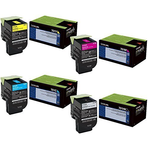 【中古】【未当て嵌める・未開封品】Lexmark 70C1HK0 High Yield Black with 70C10C0, 70C10M0, 70C10Y0 Standard Yield Color Toner Cartridge Set - Lexmark CS410dn by Lexmark