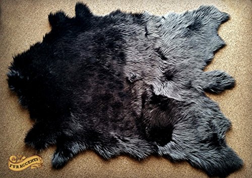 【中古】【未当てはめる・未開封品】FUR ACCENTS ブラックミュール鹿皮ペルトエリアラグ/シャグフェイクファーベアスキンシープスキンエリアラグ 5 x 7 白いこと BLK-MLDR