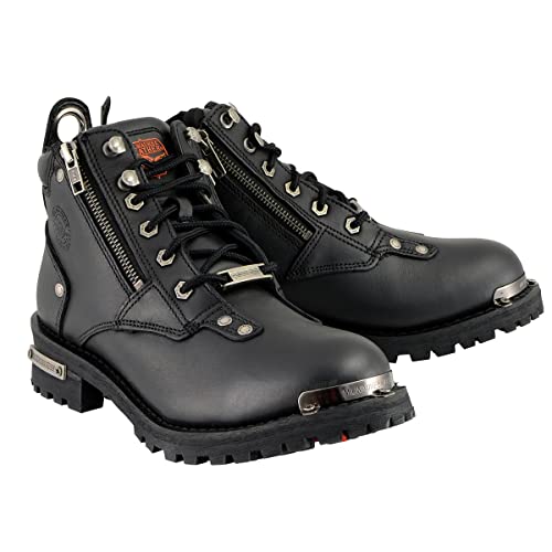 【中古】【未使用・未開封品】Milwaukee Leather レディース ショートブーツ サイドジッパー付き 9 B(M) US ブラック MBL9335-BLK-9