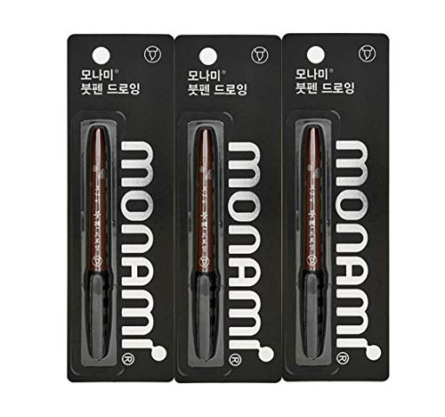 【中古】【未使用・未開封品】3pcs Monami Calligraphy Brush Pen, Training Drawing Tip, Kanji Tip Pen by Monami
